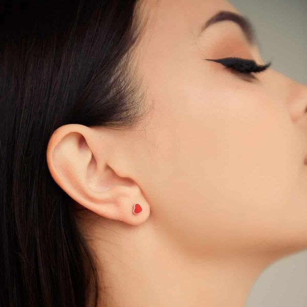 Срібні сережки Серце емаль 4795 фото