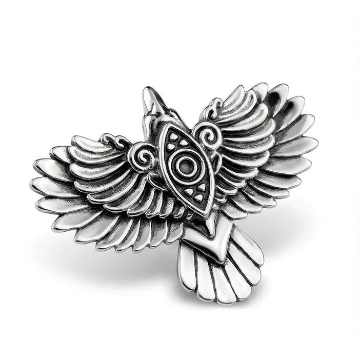 Серебряная брошка Ворон Одина 48813 фото