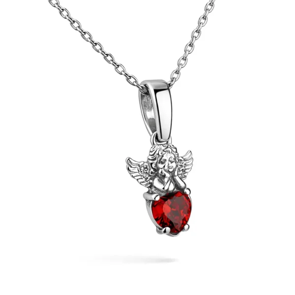 sribna_prykrasa_silva_jewelry_5335 Срібна підвіска Ангелик за червоним цирконієм