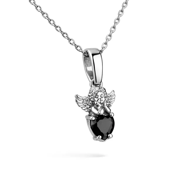 sribna_prykrasa_silva_jewelry_5336 Срібна підвіска Ангелик з чорним камінцем